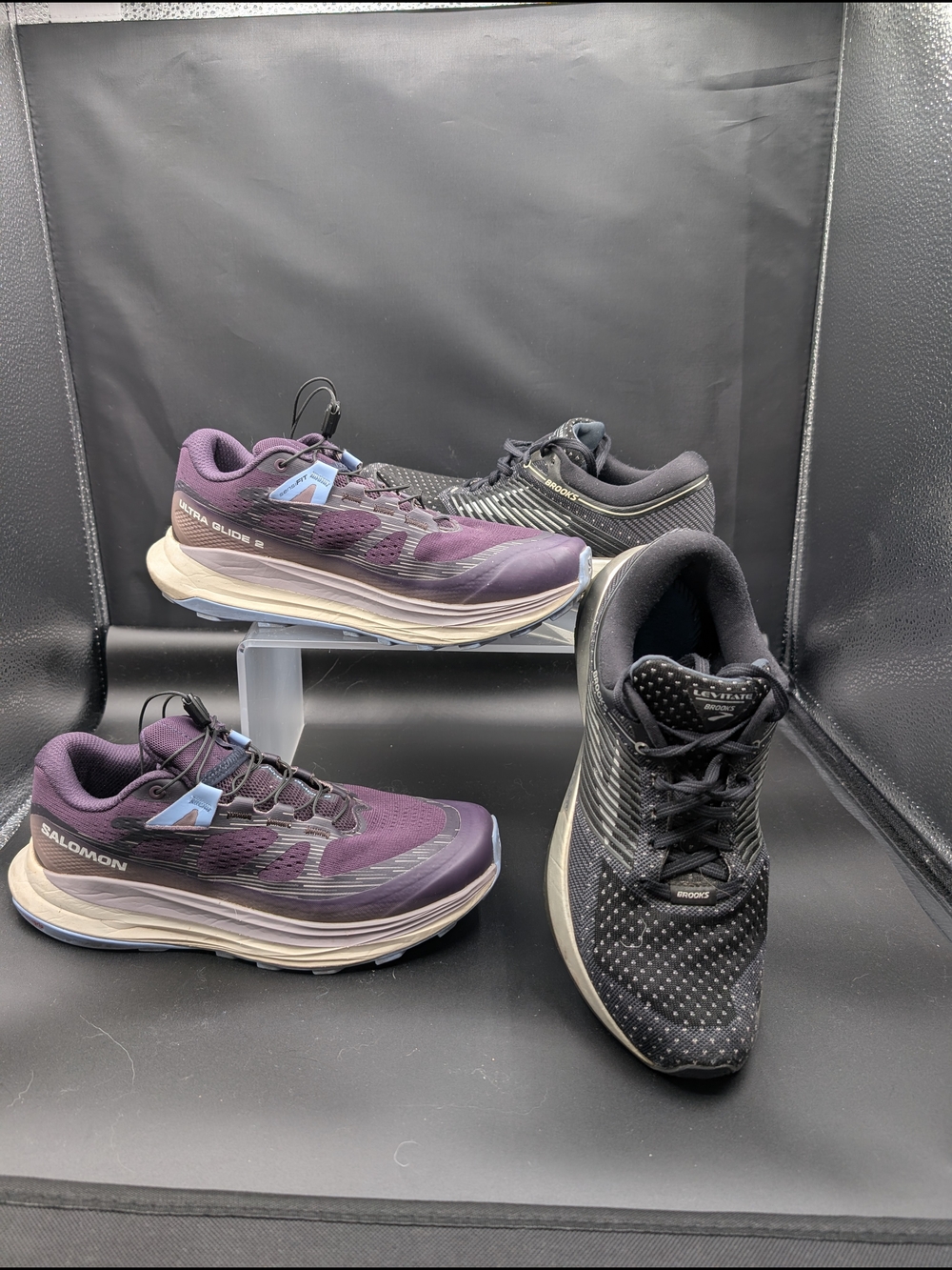 Salomon and Brooks Women’s Purple/ Black and Black/Gray Athletic Running Shoes